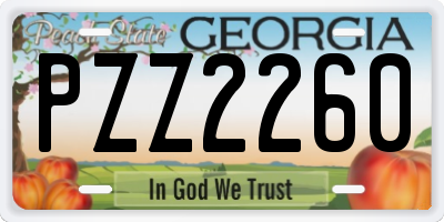 GA license plate PZZ2260