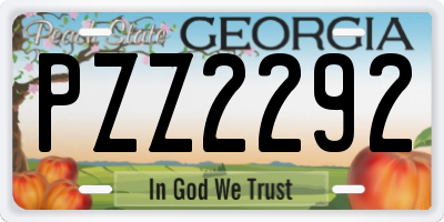GA license plate PZZ2292