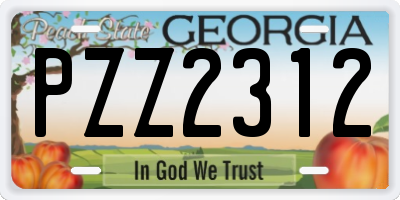 GA license plate PZZ2312