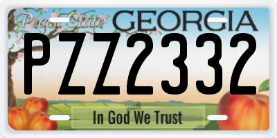 GA license plate PZZ2332