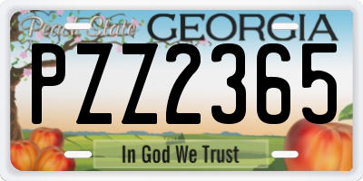 GA license plate PZZ2365