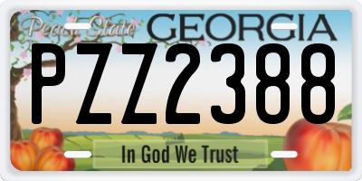 GA license plate PZZ2388