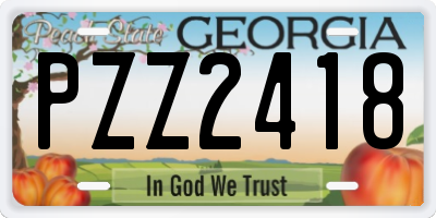 GA license plate PZZ2418