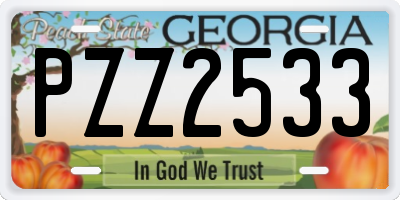 GA license plate PZZ2533