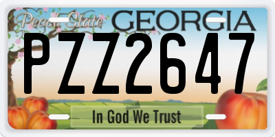 GA license plate PZZ2647