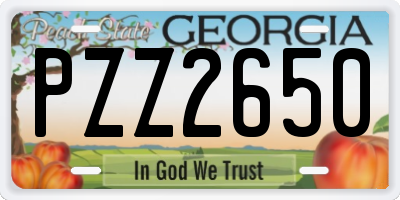 GA license plate PZZ2650