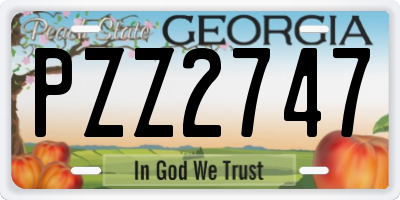 GA license plate PZZ2747