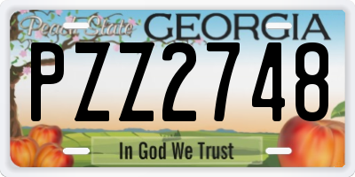 GA license plate PZZ2748
