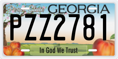 GA license plate PZZ2781