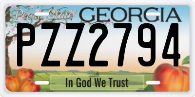 GA license plate PZZ2794