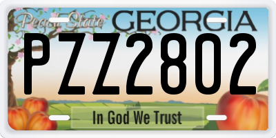 GA license plate PZZ2802