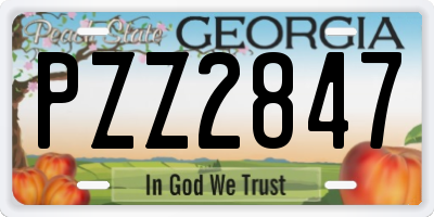 GA license plate PZZ2847