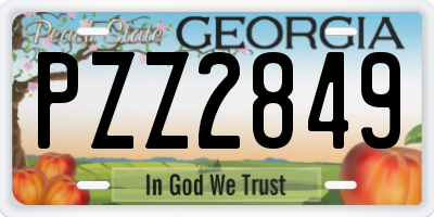 GA license plate PZZ2849
