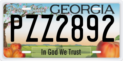 GA license plate PZZ2892