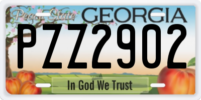GA license plate PZZ2902