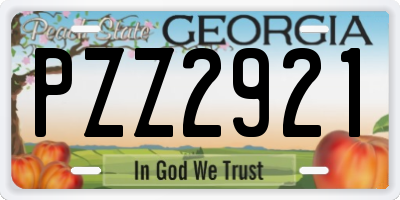GA license plate PZZ2921