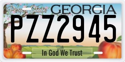 GA license plate PZZ2945