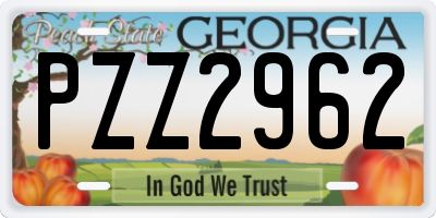 GA license plate PZZ2962