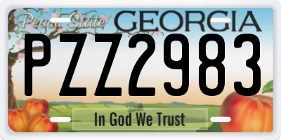 GA license plate PZZ2983