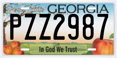GA license plate PZZ2987
