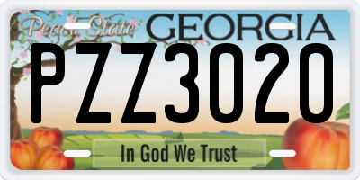 GA license plate PZZ3020