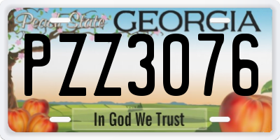 GA license plate PZZ3076