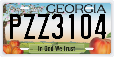 GA license plate PZZ3104