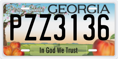 GA license plate PZZ3136
