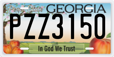 GA license plate PZZ3150