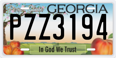 GA license plate PZZ3194