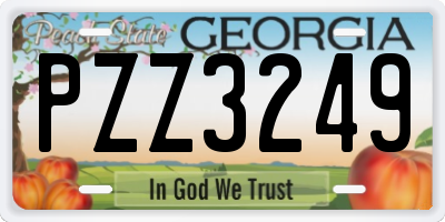 GA license plate PZZ3249