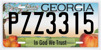 GA license plate PZZ3315