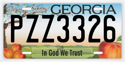 GA license plate PZZ3326