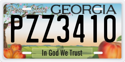 GA license plate PZZ3410