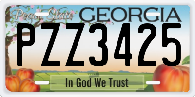 GA license plate PZZ3425
