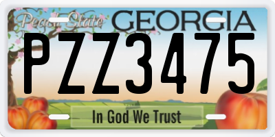 GA license plate PZZ3475