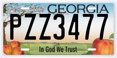 GA license plate PZZ3477