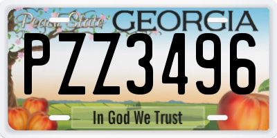 GA license plate PZZ3496