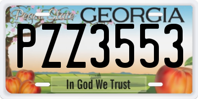 GA license plate PZZ3553