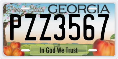 GA license plate PZZ3567