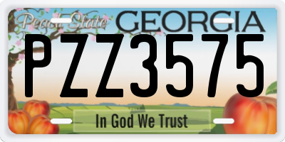 GA license plate PZZ3575