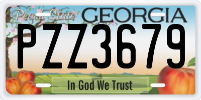 GA license plate PZZ3679