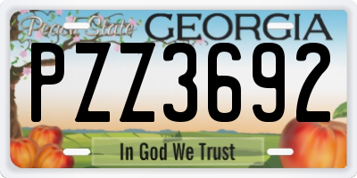 GA license plate PZZ3692