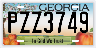 GA license plate PZZ3749