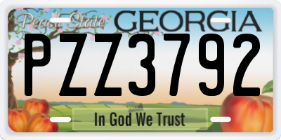 GA license plate PZZ3792
