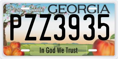 GA license plate PZZ3935