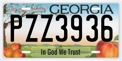 GA license plate PZZ3936