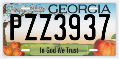 GA license plate PZZ3937