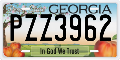 GA license plate PZZ3962