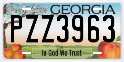 GA license plate PZZ3963